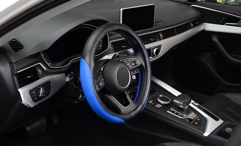 LABBYWAY Microfiber Leather Auto Car Steering Wheel Cover, Universal Fit 15 Inch Anti-Slip Wheel Protector, Blue - Image 4